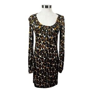 Trina Turk Brown Long Sleeve Animal Print‎ Dress Size 4